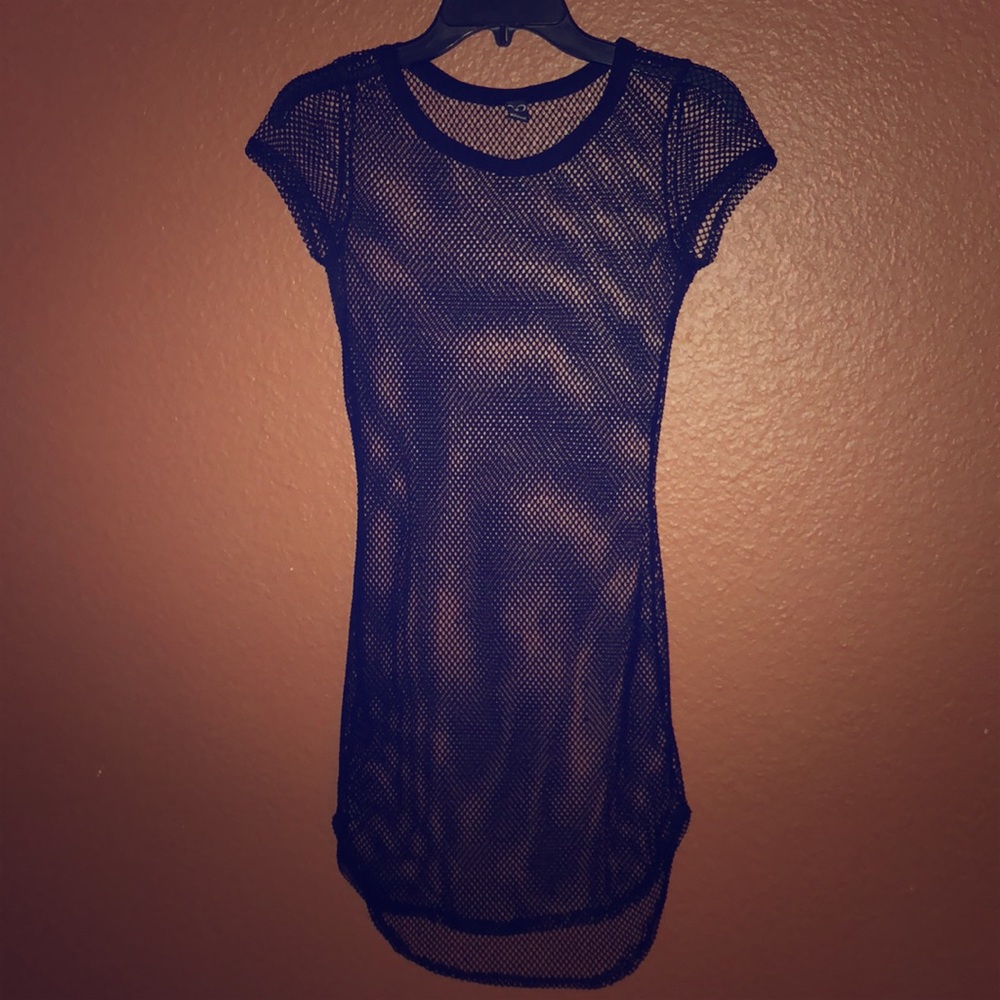 Black swimsuit/see through dress